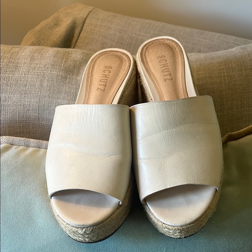 Schutz Women's Cream Slide Sandals